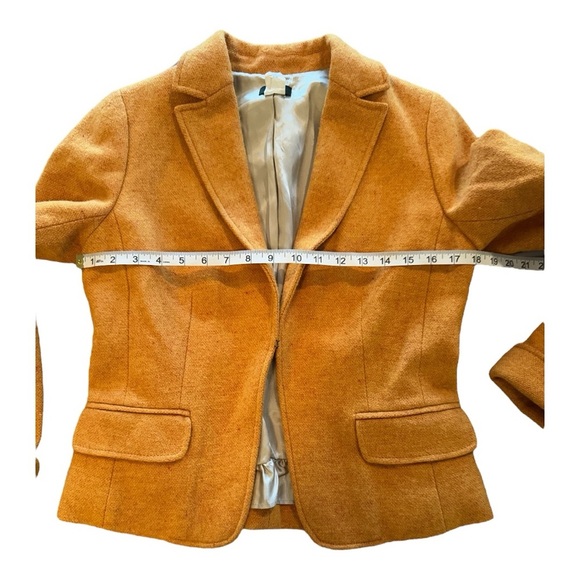 J. Crew Donegal Tweed Ecole Wool Cropped Blazer Size 8 Pumpkin Yellow Marigold - Picture 7 of 13